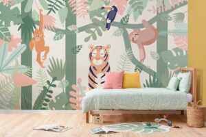 Childrens-Wallpaper-Kids-Jungle-Animal-Friends-Wallpaper-Mural