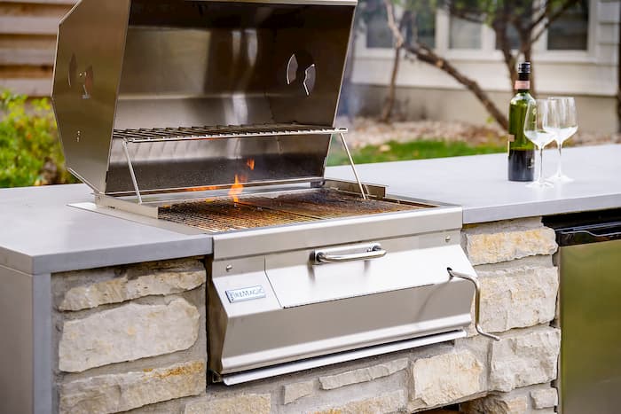 built-in charcoal bbq
