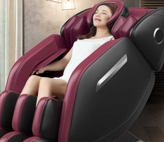 woman sitting on a massage chair