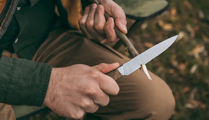 Using camping knife