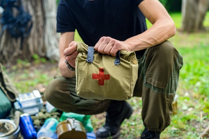 close-up of first aid kit 