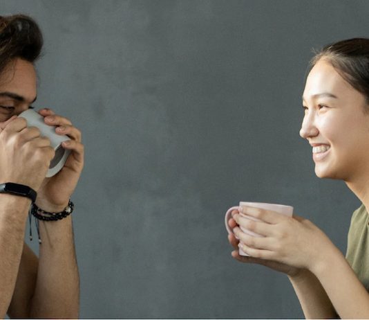 couple drinking decaf coffee