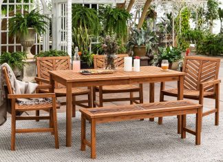 high quality teak garden table and bench