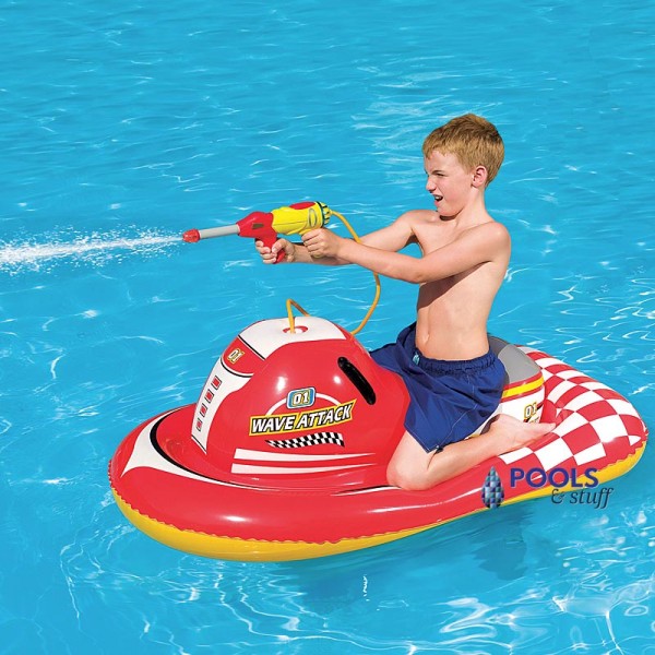Kid with Ride on Toy in the Pool