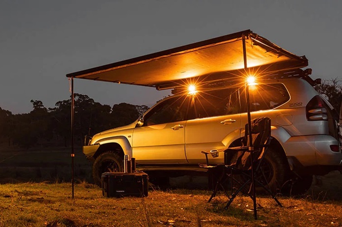 A camping suv with adequate lighting